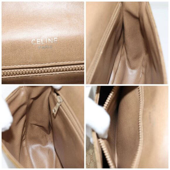CELINE Macadam Canvas Shoulder Bag PVC Leather Beige Auth - Picture 15 of 16